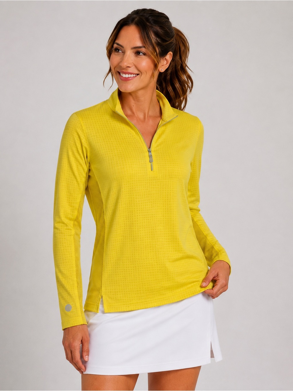 Bette & Court Swing Women’s Yellow 1/4 Zip Golf Pullover Long Sleeve